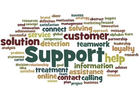 Support, word cloud concept Illustrazione stock