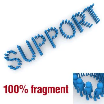 Support word mounted by tiny characters Stock Illustration
