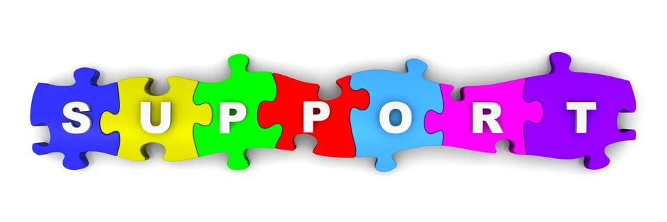 Support. Word on the puzzles Illustrazione stock