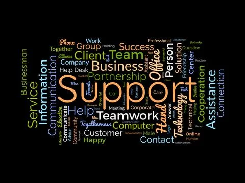 Support wordcloud template. Business concept vector background. Stock Illustration