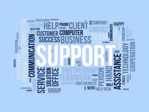 Support wordcloud template. Business concept vector background. Stock Illustration