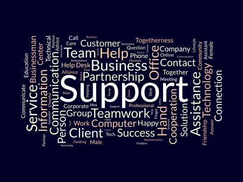 Support wordcloud template. Business concept vector background. Stock Illustration