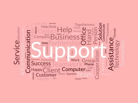 Support wordcloud template. Business concept vector background. Stock Illustration