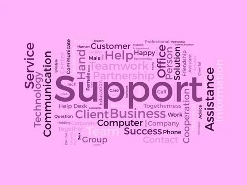 Support wordcloud template. Business concept vector background. Stock Illustration