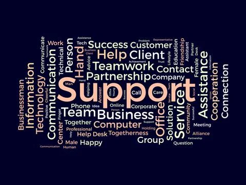 Support wordcloud template. Business concept vector background. Stock Illustration