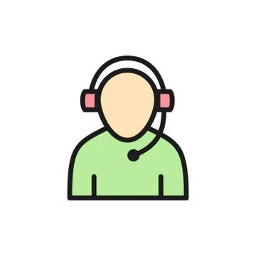 Support worker flat color icon. Isolated on white background 스톡 일러스트