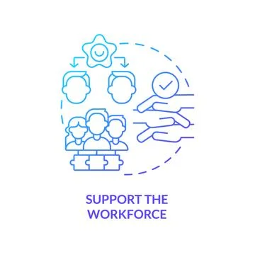 Support workforce blue gradient concept icon Illustrazione stock