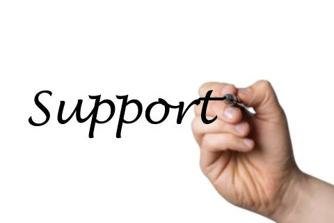 Support written by a hand Stock Photos