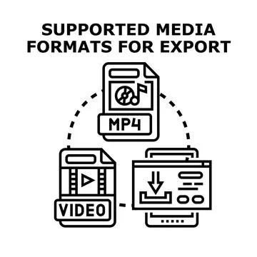 Supported media formats for digital content export Stock Illustration