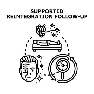 Supported reintegration follow up process for well being Stock Illustration