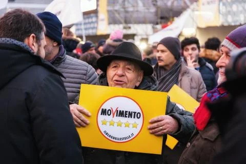 Supporter of the Five Star Movement in the square. M5S supporters Stock-Fotos