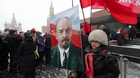 Supporter of Vladimir Lenin Stock Footage 147041829