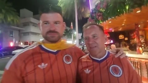 Supporters from both teams react to Scotland's 3-0 World Cup defeat to Brazil 스톡 동영상 337601763