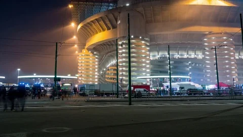 Supporters of the Milan and Inter Stock Footage 81268639