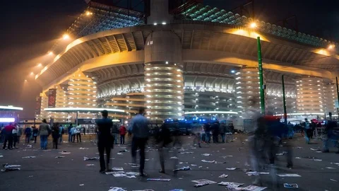 Supporters of the Milan and Inter Stock Footage 81268972