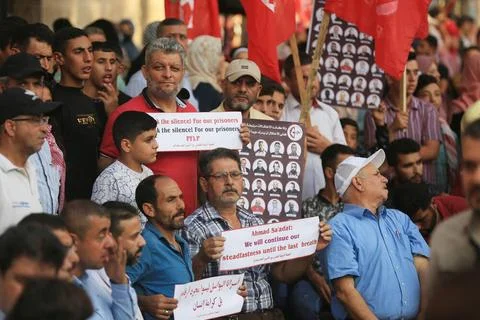 Supporters of the Popular Front for the Liberation of Palestine participat... Stock Photos