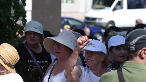 Supporters of the Shor party protest in backing of Gagauzia governor sentenced t Stock Footage 314971147