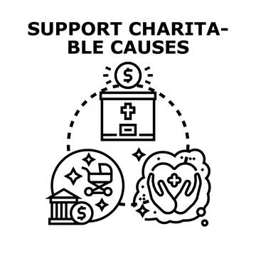 Supporting charitable causes and philanthropic donations concept Stock Illustration