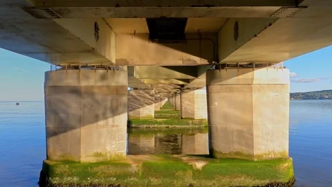 Supporting Columns of the Tay Road Bridge in Dundee, Scotland Stock Footage 328436528