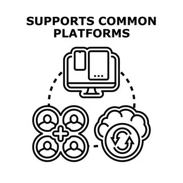 Supporting common platforms concept with users and cloud Stock Illustration