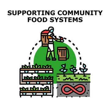Supporting community food systems producing organic vegetables Stock Illustration
