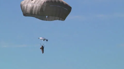 Supporting D-Day Anniversary parachuting from C-130 Hercules Stock Footage 39777918