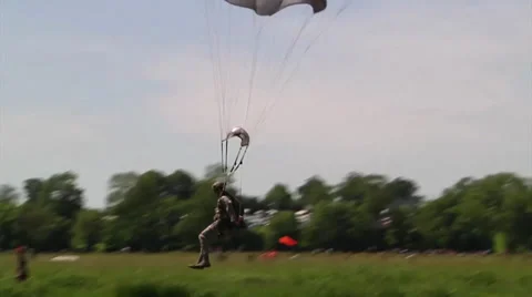 Supporting D-Day Anniversary parachuting from C-130 Hercules Stock Footage 39778165