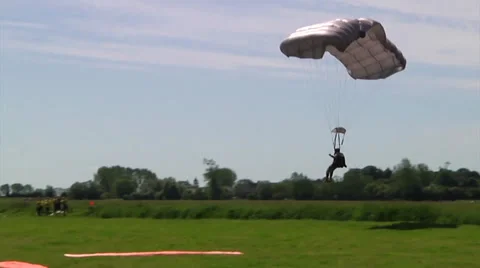 Supporting D-Day Anniversary parachuting from C-130 Hercules Stock Footage 39778265