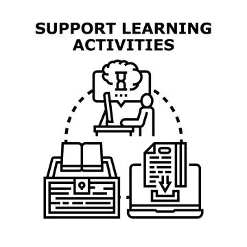 Supporting digital and traditional learning activities concept Stock Illustration
