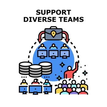 Supporting diverse teams concept vector illustration Stock Illustration