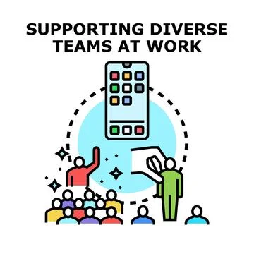 Supporting diverse teams with technology in the workplace Stock Illustration