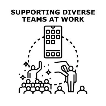Supporting diverse teams with technology in the workplace Stock Illustration
