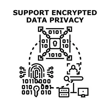 Supporting encrypted data privacy and cybersecurity measures Stock Illustration
