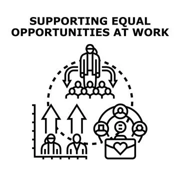 Supporting equal opportunities and diversity at work concept Stock Illustration