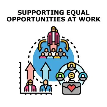 Supporting equal opportunities and diversity at work concept Stock Illustration