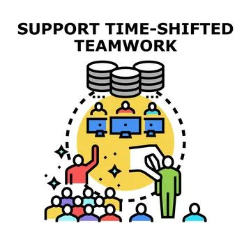 Supporting global distributed teamwork concept on cloud Stock Illustration