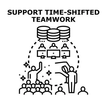 Supporting global distributed teamwork concept on cloud Illustrazione stock