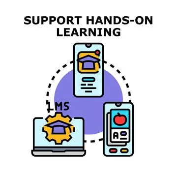 Supporting hands on digital learning platform concept Stock Illustration