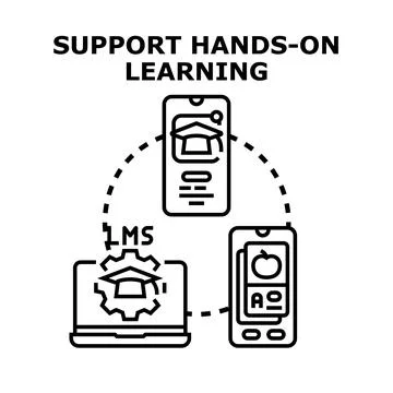 Supporting hands on digital learning platform concept Stock Illustration