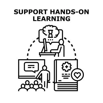 Supporting hands on learning education development process Stock Illustration