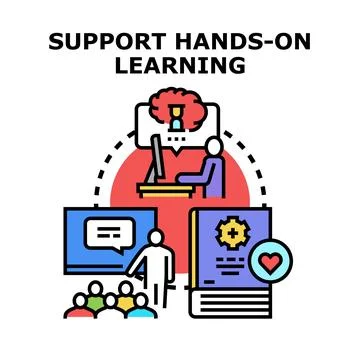 Supporting hands on learning education development process Stock Illustration