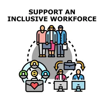 Supporting inclusive workforce with diverse team collaboration Stock Illustration