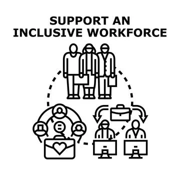 Supporting inclusive workforce with diverse team collaboration Stock Illustration