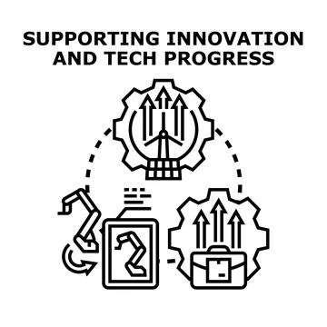 Supporting innovation and tech progress concept illustration Illustrazione stock
