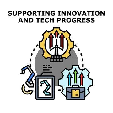 Supporting innovation and tech progress concept illustration Stock Illustration