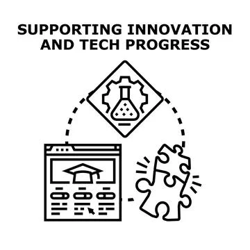 Supporting innovation and tech progress concept illustration イラスト素材