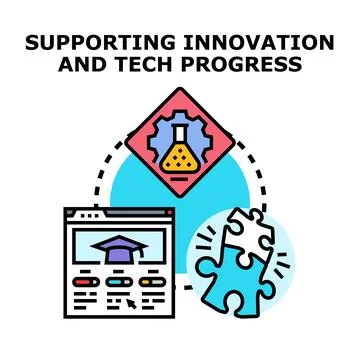 Supporting innovation and tech progress concept illustration イラスト素材