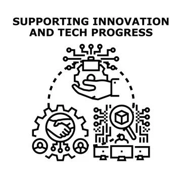 Supporting innovation and technology progress concept illustration Stock Illustration