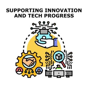 Supporting innovation and technology progress concept illustration Stock Illustration