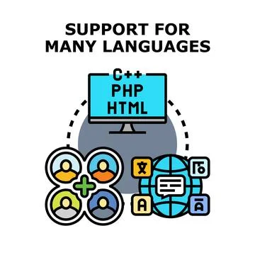 Supporting many program coding and natural languages Stockillustratie